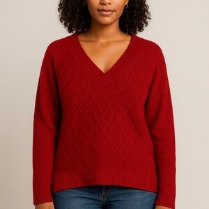 Liz Claiborne Vibrant Red V-Neck Sweater